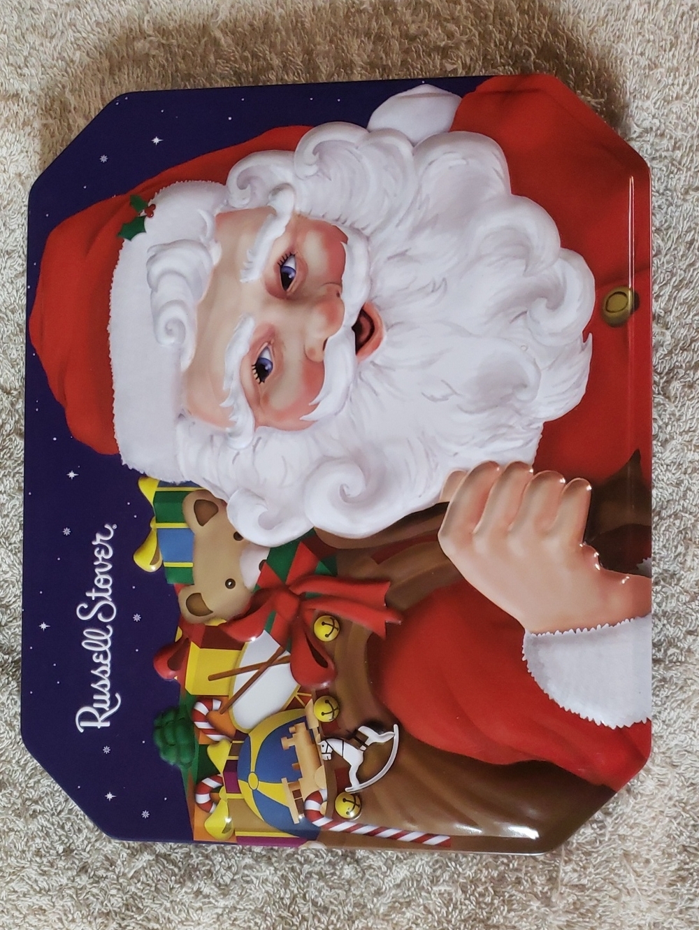 Vintage 2001 - Russell Stover - Holiday Santa Treat Tin - Red & White